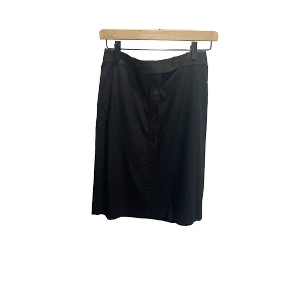 Ann Taylor Stretch Button Front Pencil Skirt Womens Black Size 2 Career - Picture 1 of 4